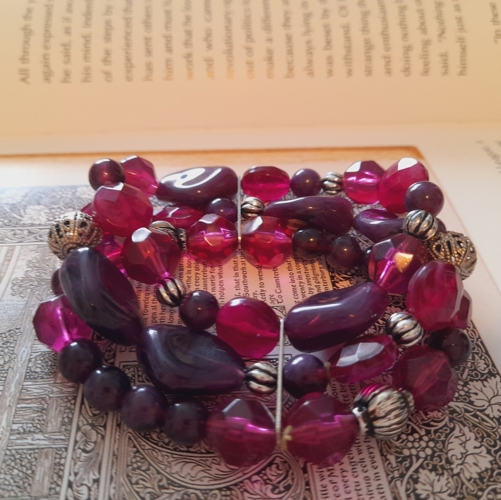 Fuchsia Tones Stretchy Bracelet - Picture 5 of 5